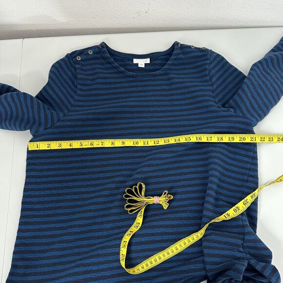 J Jill Sweater Womens XL Blue Striped Knit Boxy Buttons Casual Lagenlook Long - Picture 8 of 11